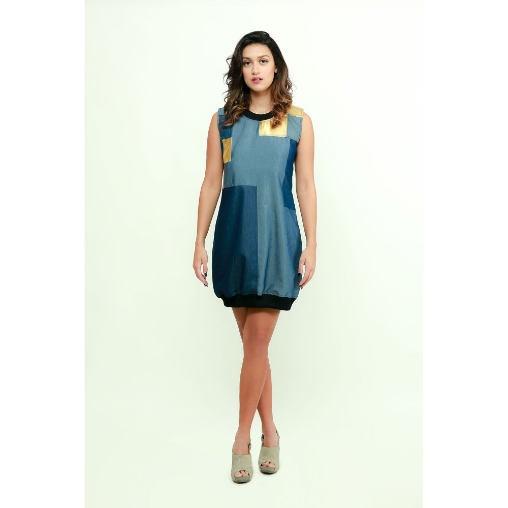Echke Denim & Gold Ribbed Dress