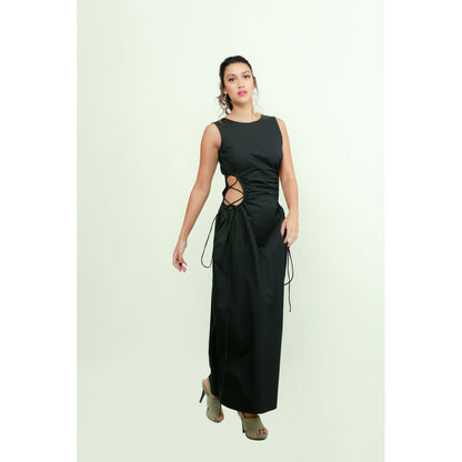 Echke Black Balloon Long Dress