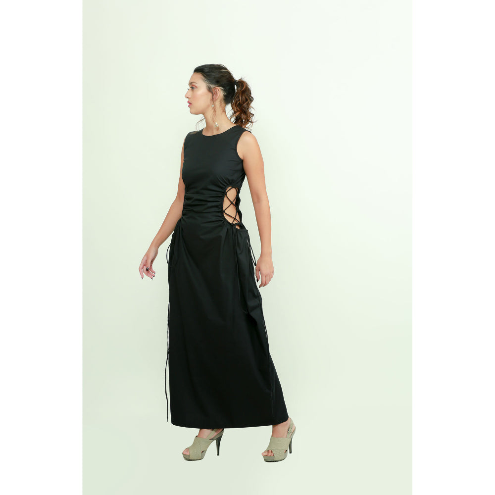 Echke Black Balloon Long Dress