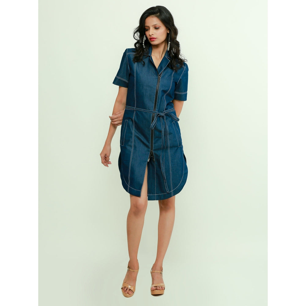 Echke Knee Length Denim Shirt Dress