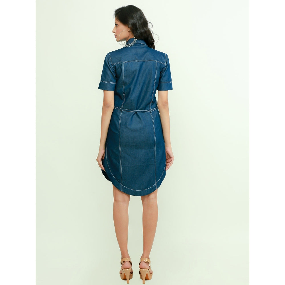 Echke Knee Length Denim Shirt Dress
