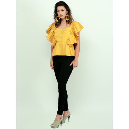 Echke Top With Ruffles And Tie-Up Back