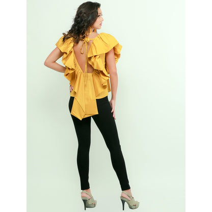 Echke Top With Ruffles And Tie-Up Back