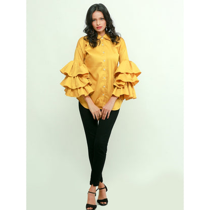 Echke Shirt With Rouged Sleeves