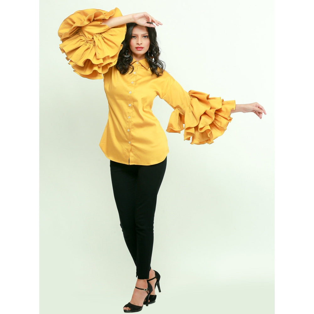 Echke Shirt With Rouged Sleeves