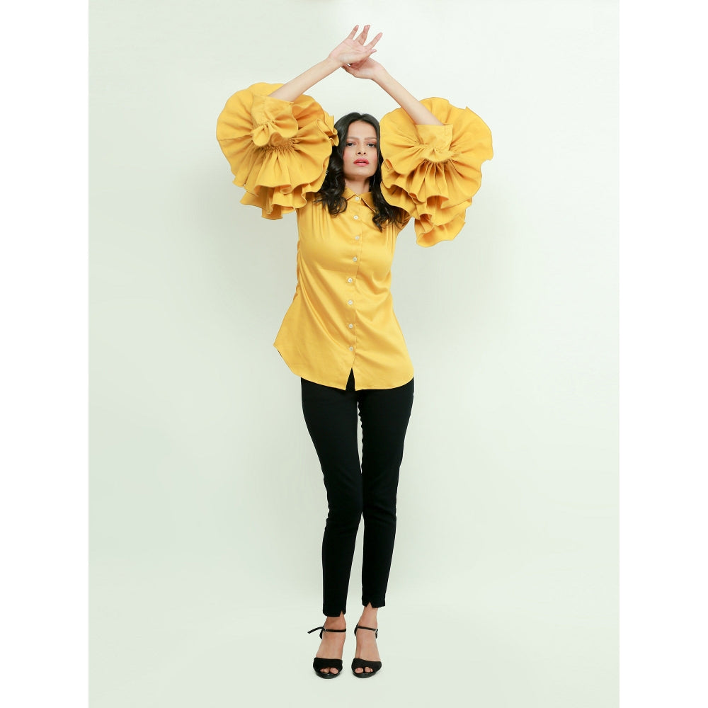 Echke Shirt With Rouged Sleeves