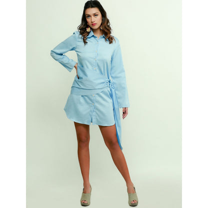 Echke Shirt Dress With Ring Sash Tie-Up