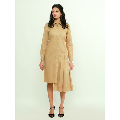Echke Shirt Dress With Klit Pleates Detailing