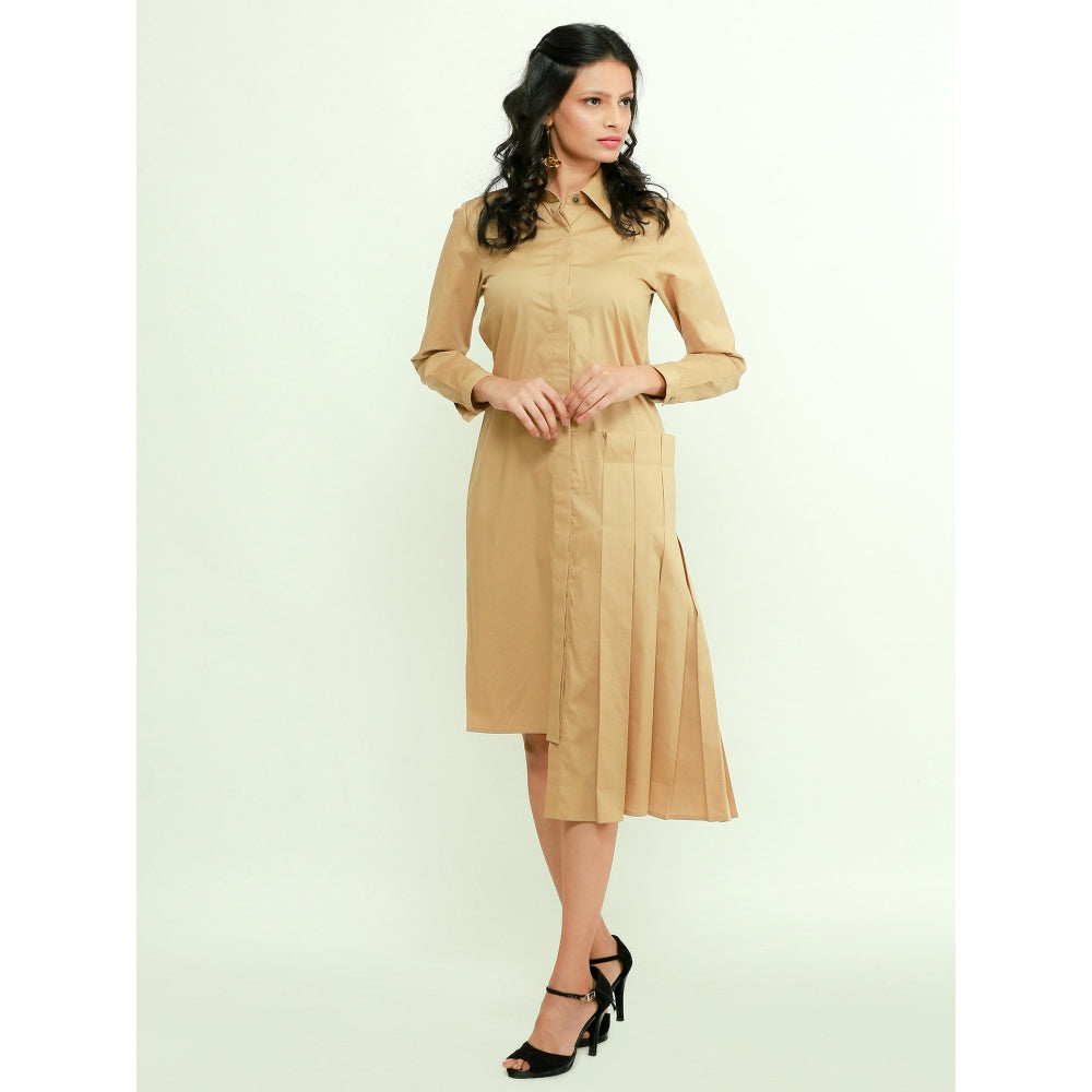 Echke Shirt Dress With Klit Pleates Detailing