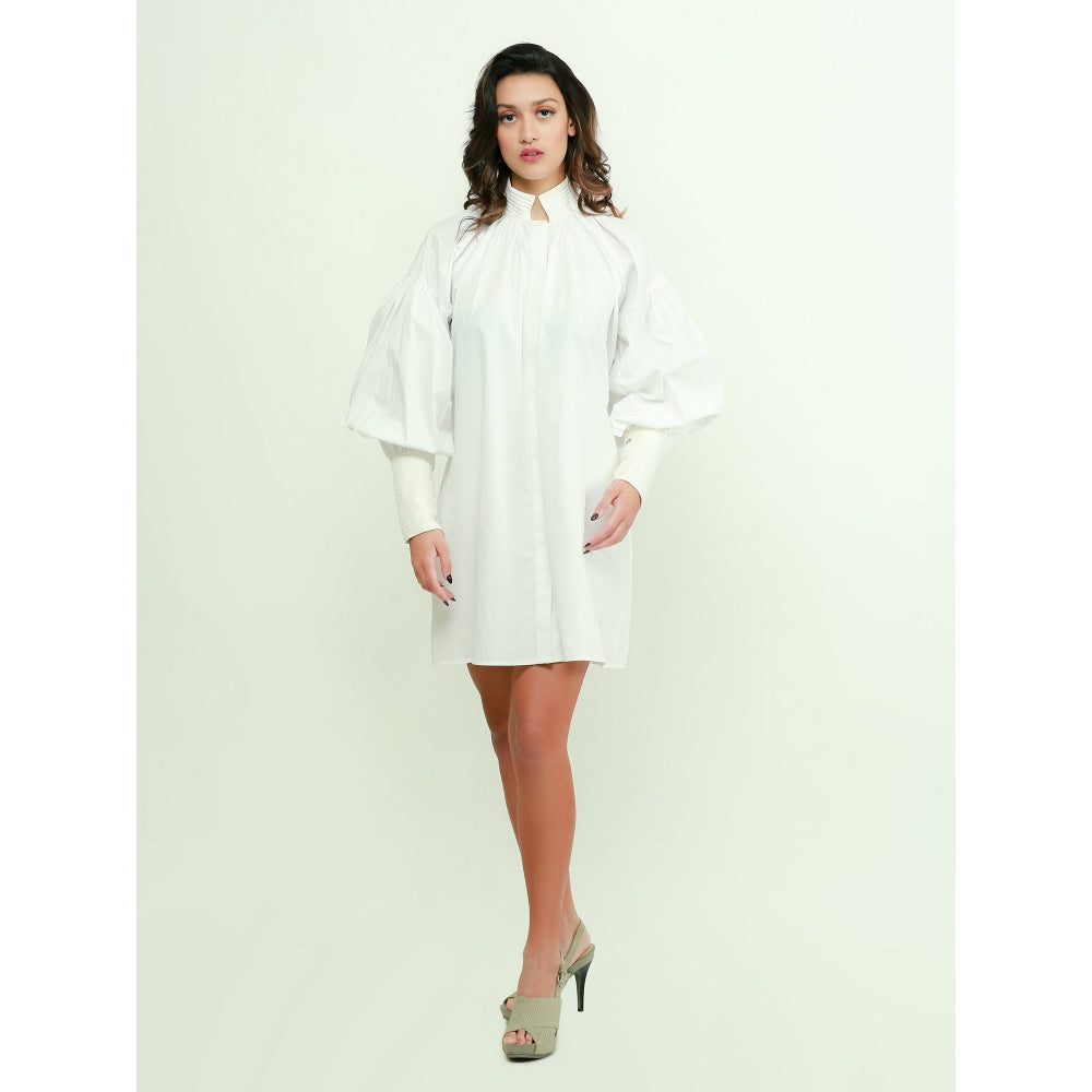 Echke Shirt Dress With Quilted Collar And Cuffs