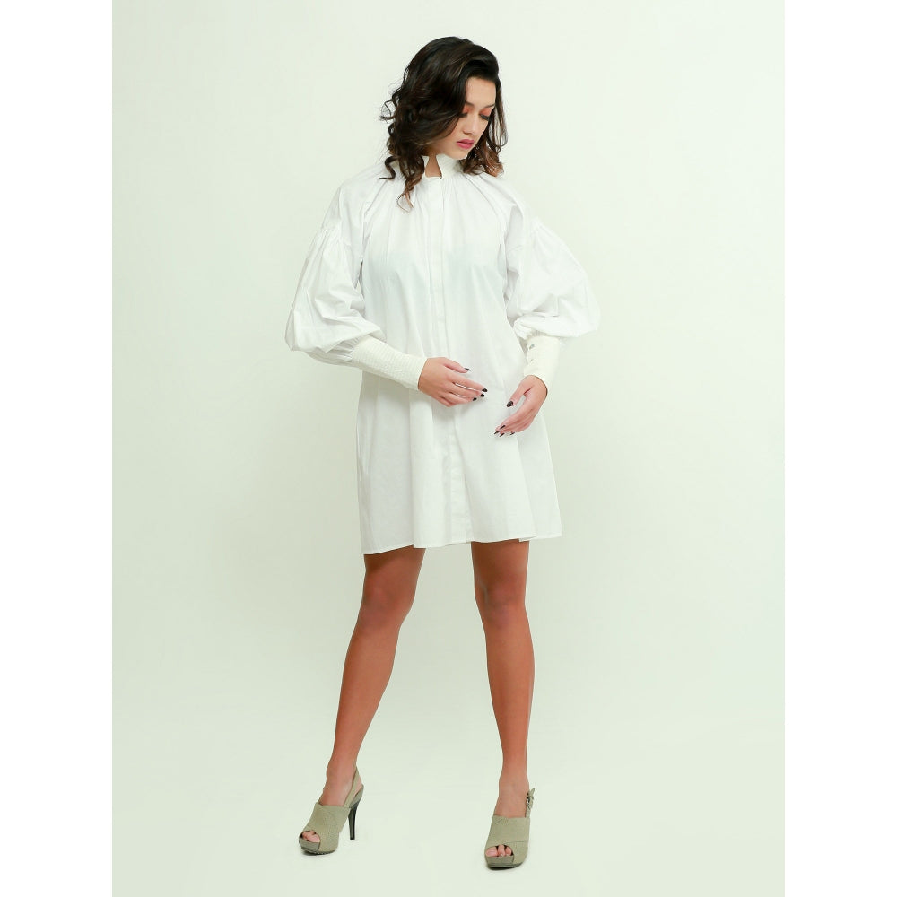 Echke Shirt Dress With Quilted Collar And Cuffs