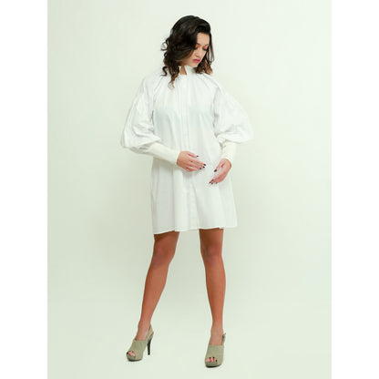 Echke Shirt Dress With Quilted Collar And Cuffs
