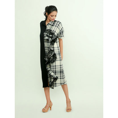 Echke Shirt Dress With One Side Ruffle Feature