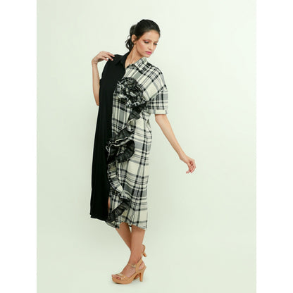 Echke Shirt Dress With One Side Ruffle Feature