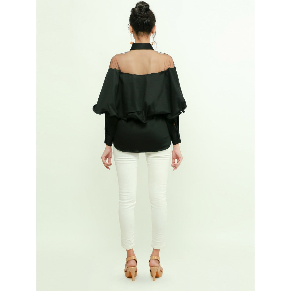 Echke Shirt With Net And Frill Feature