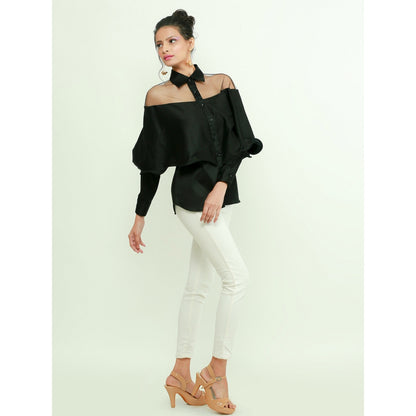 Echke Shirt With Net And Frill Feature