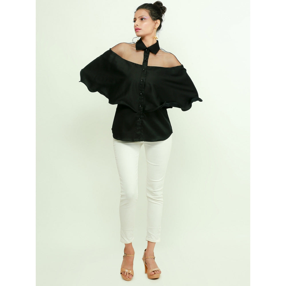 Echke Shirt With Net And Frill Feature