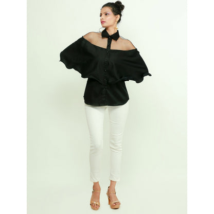 Echke Shirt With Net And Frill Feature