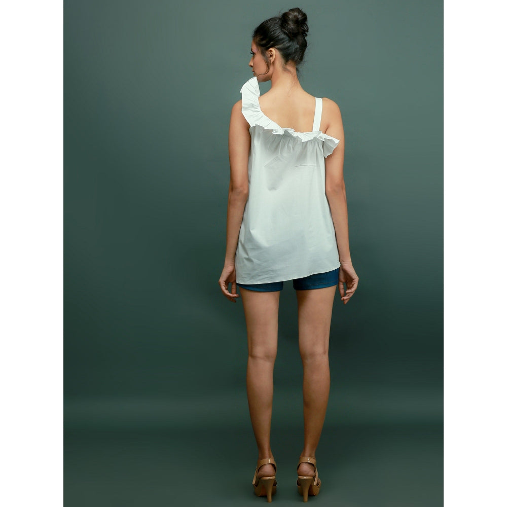 Echke One Shoulder Top With Frill