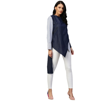 Echke Wide Collar and Off Centered Placket Shirt