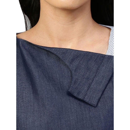 Echke Wide Collar and Off Centered Placket Shirt