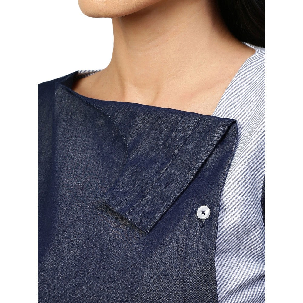 Echke Wide Collar and Off Centered Placket Shirt
