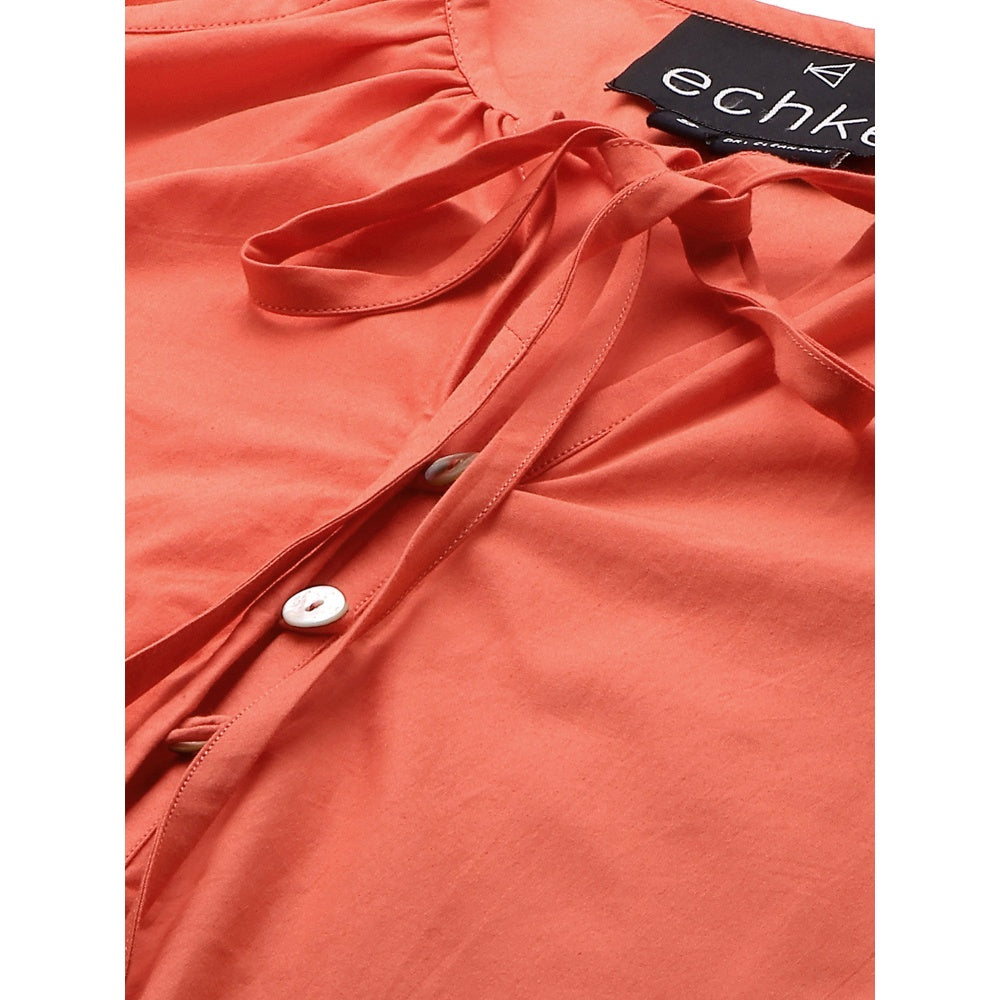Echke Neck Tie-Up and Cold Shoulder Shirt