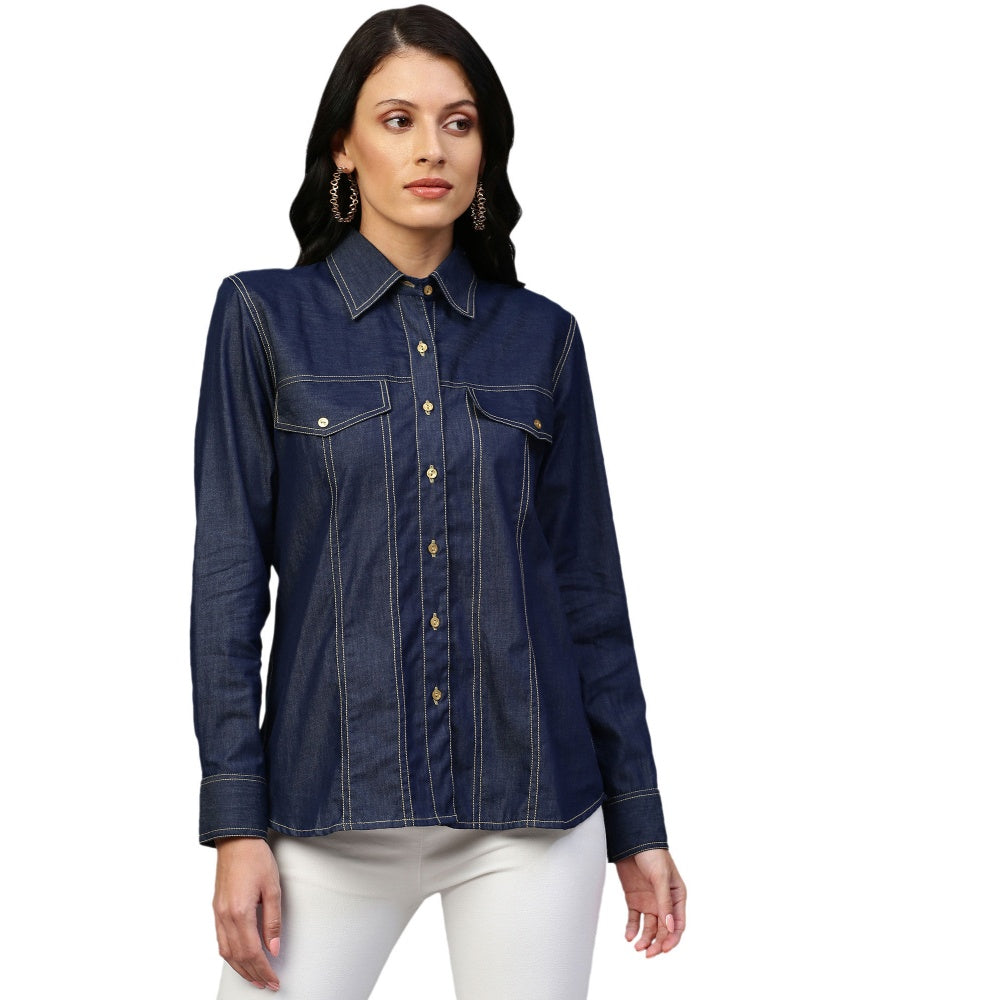 Echke Denim Shirt With Embellishments