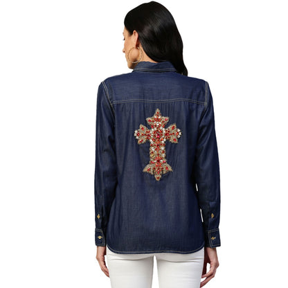 Echke Denim Shirt With Embellishments