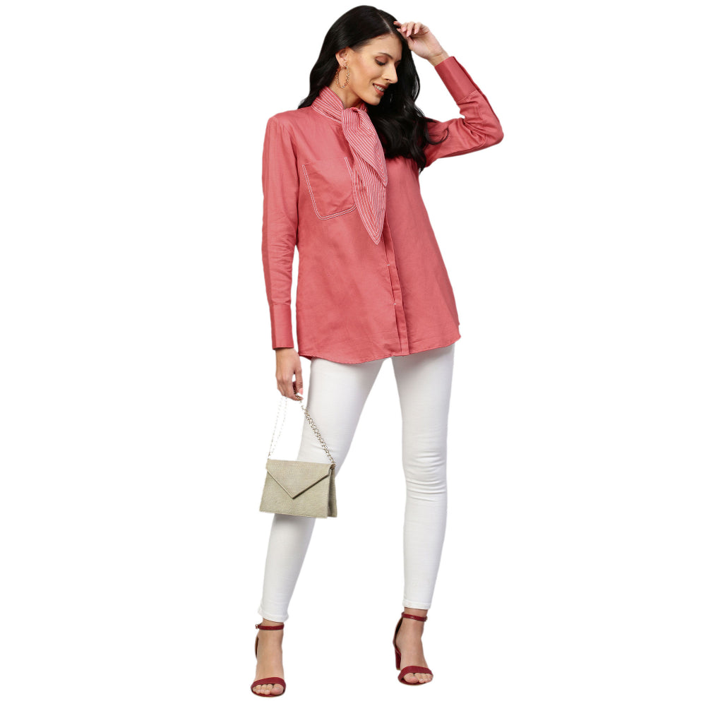 Echke Collar Tie-Up Shirt