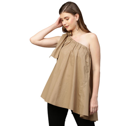 Echke One Shoulder Tie-Up Top