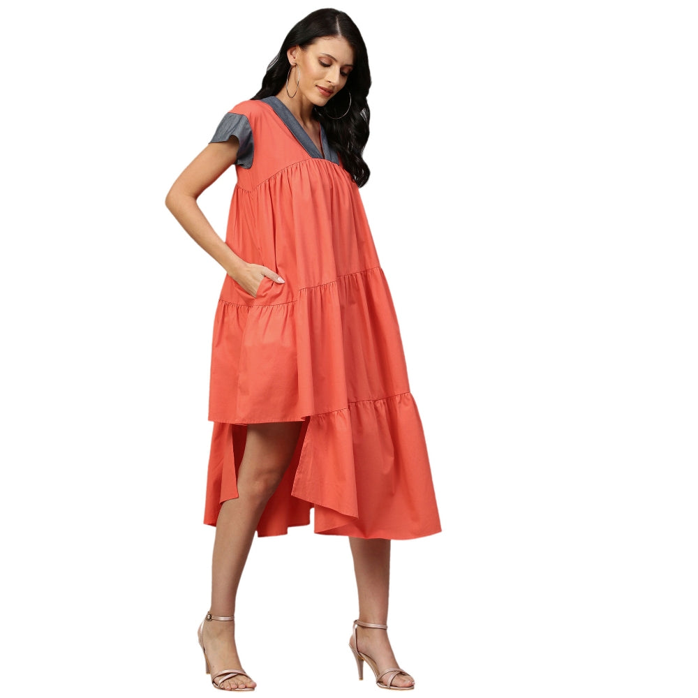 Echke V-Neck Tiered Dress