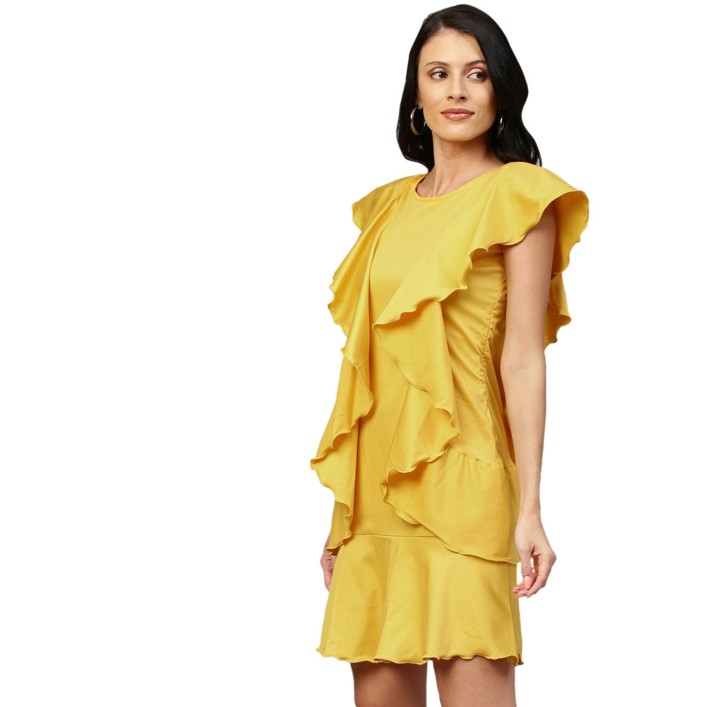 Echke Sleeveless Dress With Side Ruffles