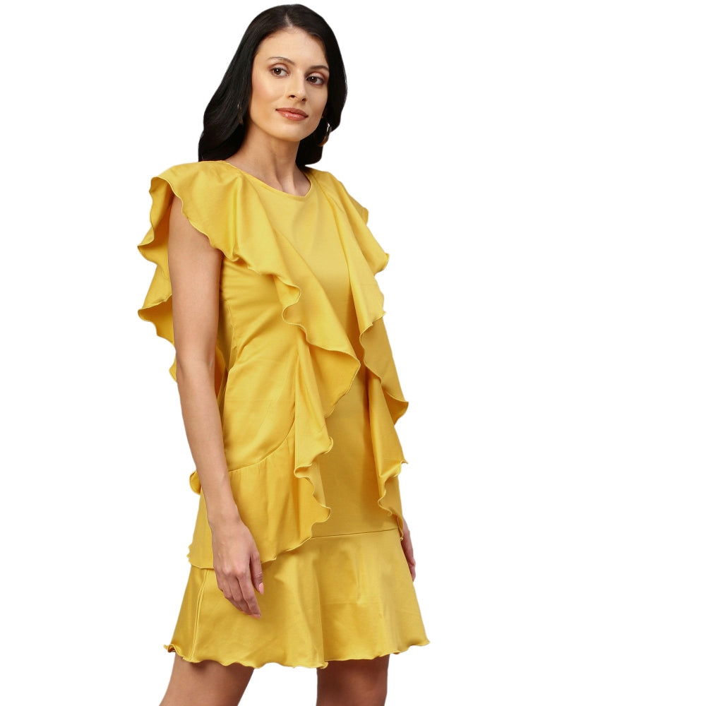 Echke Sleeveless Dress With Side Ruffles