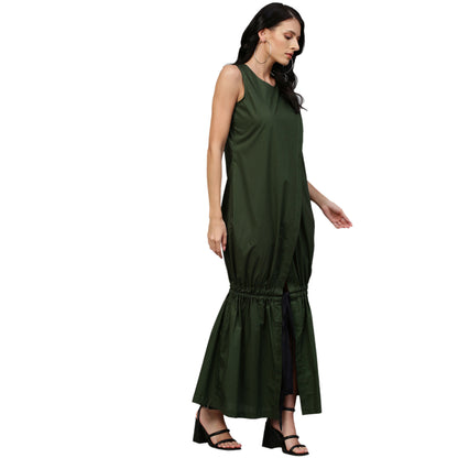 Echke Long Overlap Bottom Tie-Up Dress