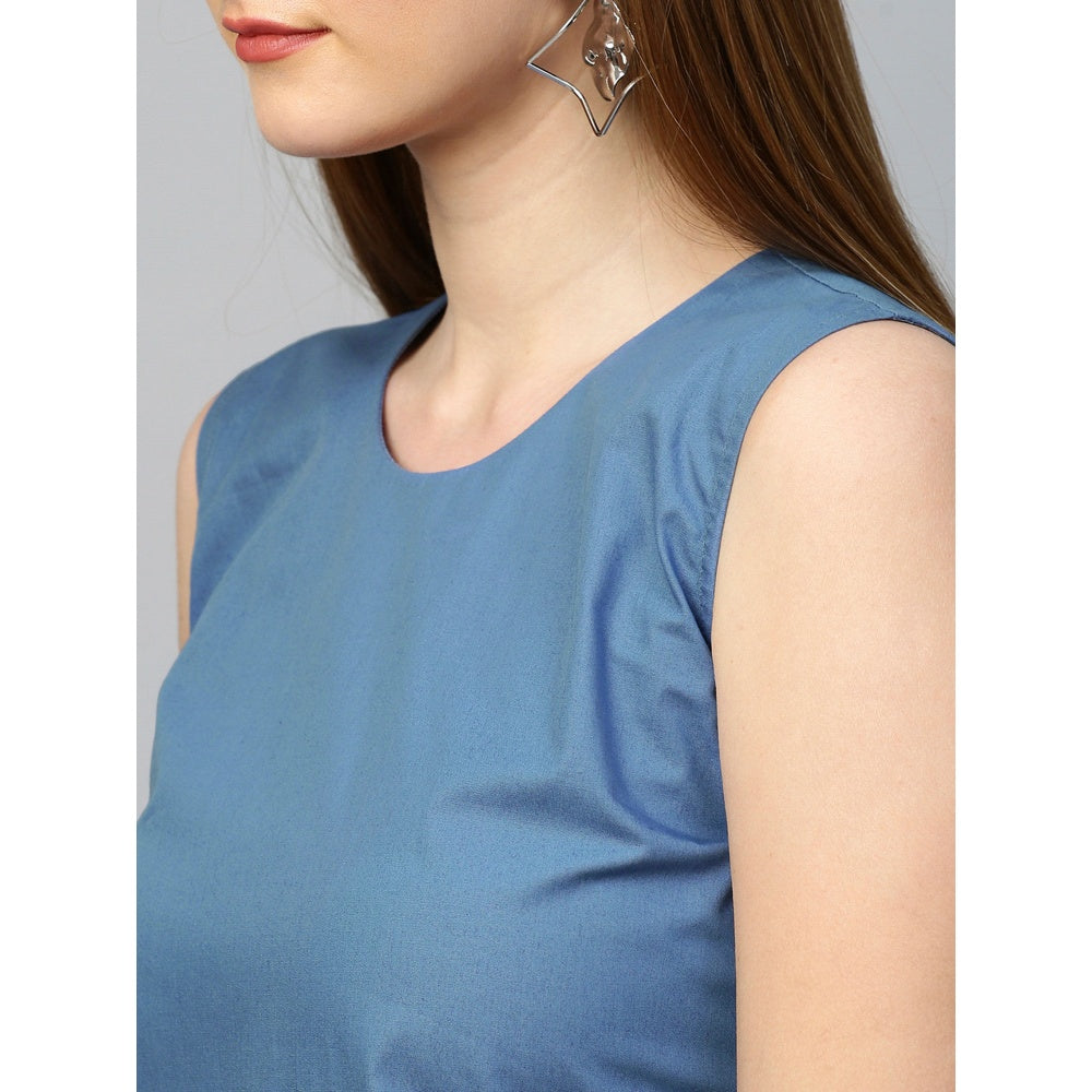 Echke Sleeveless Dress With Diagonal Rouging