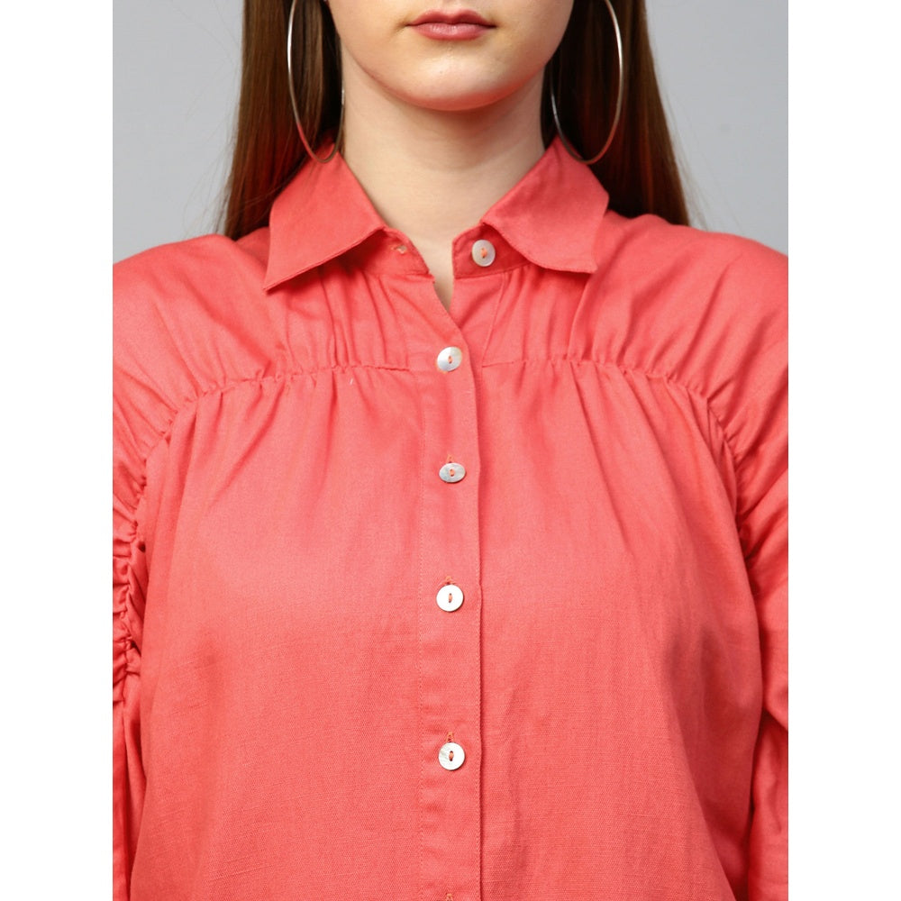 Echke Rouged Top and Tie-Up Pants Co-Ord Set (Set of 2)