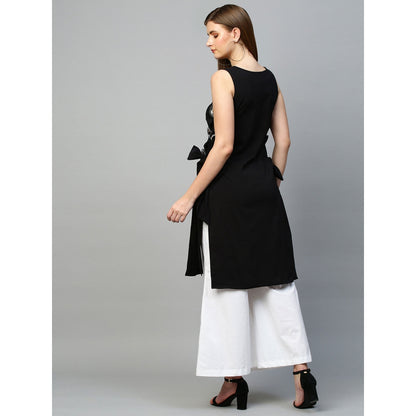 Echke Top With Eyelets Tie-Up Feature and Flared Pants Co-Ord Set (Set of 2)
