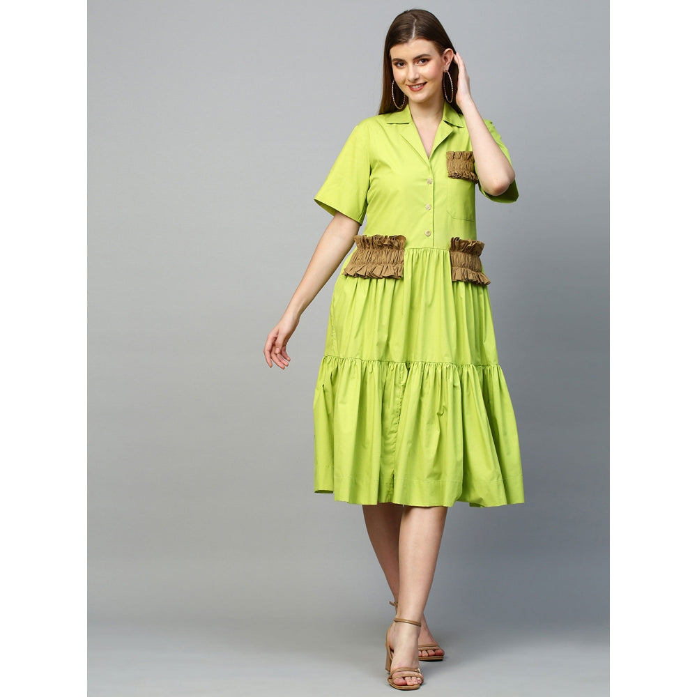 Echke Tiered Shirt Dress With Pleat Feature