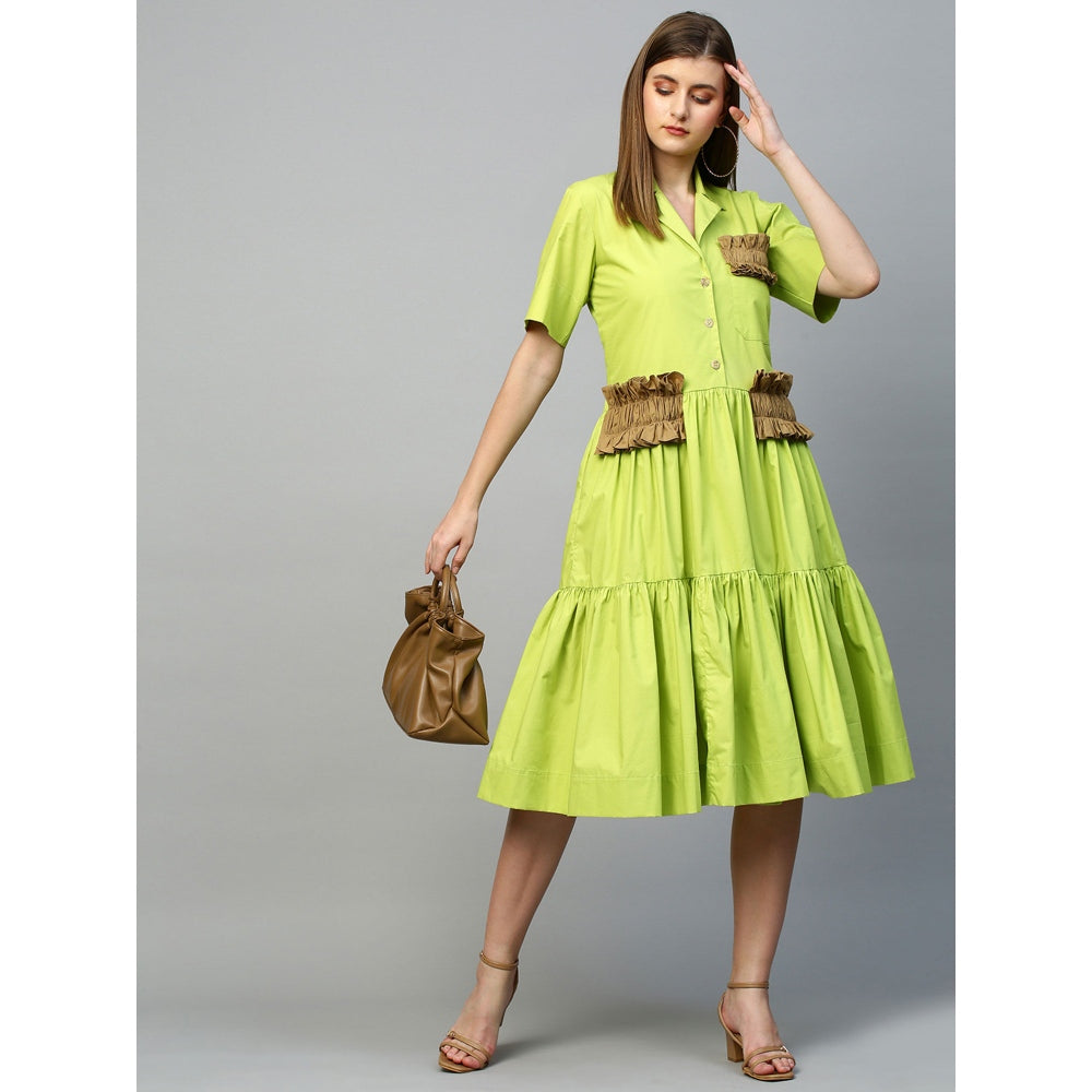 Echke Tiered Shirt Dress With Pleat Feature
