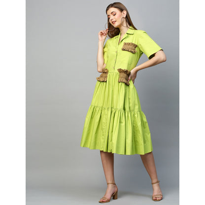 Echke Tiered Shirt Dress With Pleat Feature