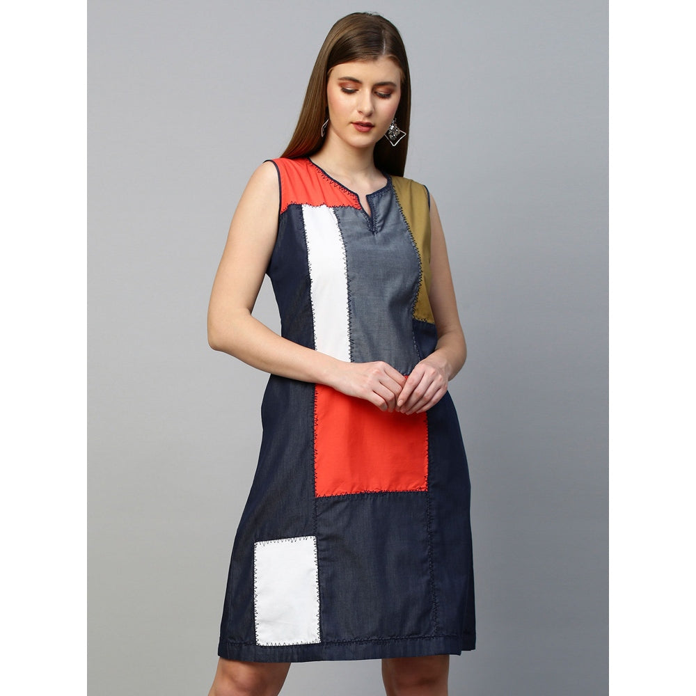 Echke Patchwork Sleeveless Shift Dress