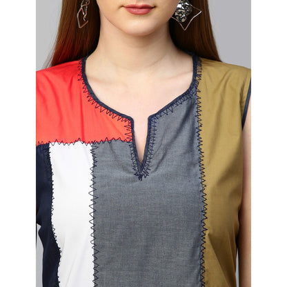 Echke Patchwork Sleeveless Shift Dress