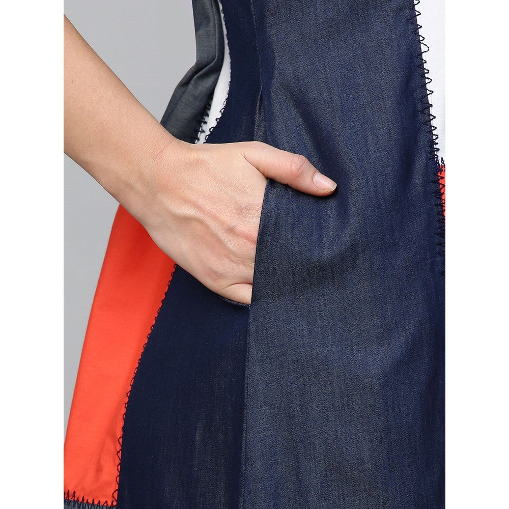 Echke Patchwork Sleeveless Shift Dress