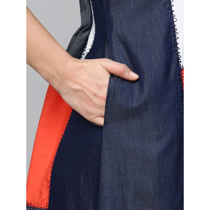 Echke Patchwork Sleeveless Shift Dress