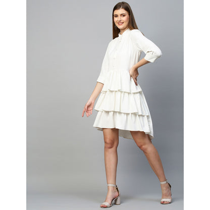 Echke Chinese Collar Double Layered Shirt Dress
