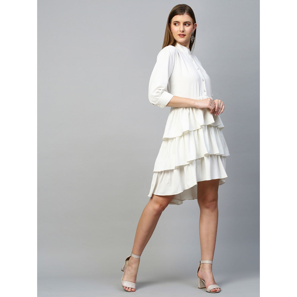 Echke Chinese Collar Double Layered Shirt Dress