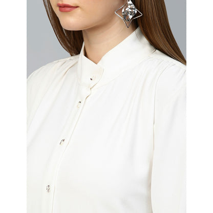 Echke Chinese Collar Double Layered Shirt Dress