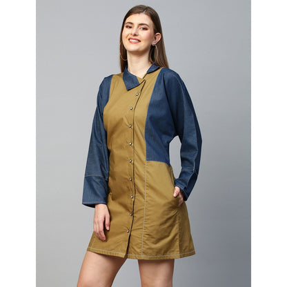 Echke Chinese Collar Raglan Sleeves Dress