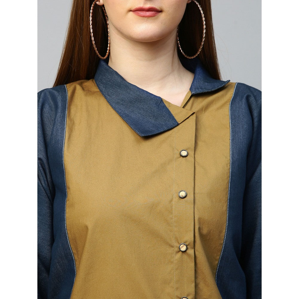 Echke Chinese Collar Raglan Sleeves Dress